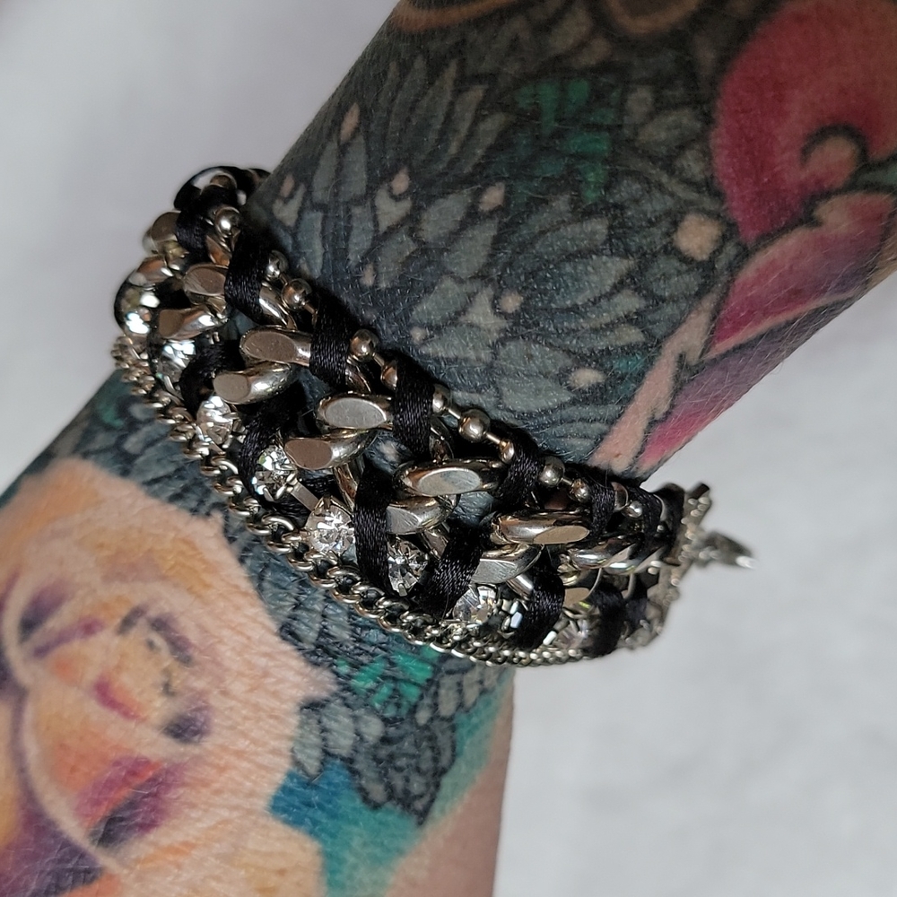 Silver Chain Ribbon Bracelet